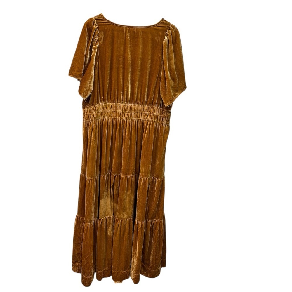 Anthropologie Somerset Velvet Edition Tiered Gold Maxi Dress Women’s 1X - Picture 12 of 15